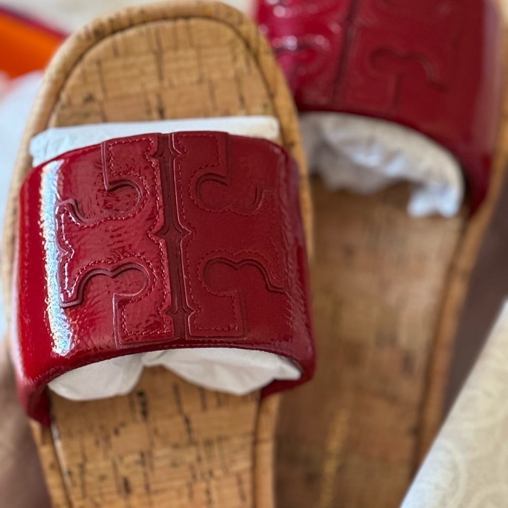 Tory Burch Red Double T Slide